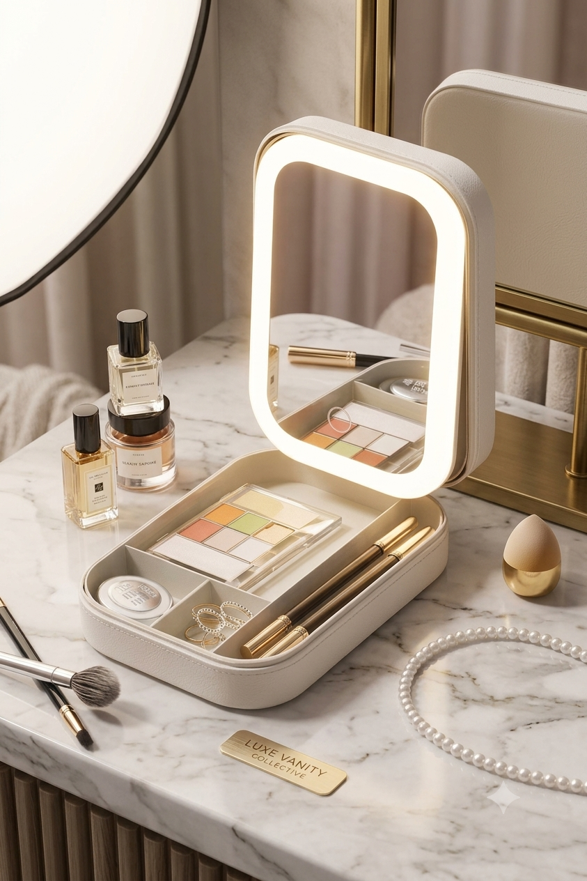 Portable Folding Makeup Mirror Jewellery Box